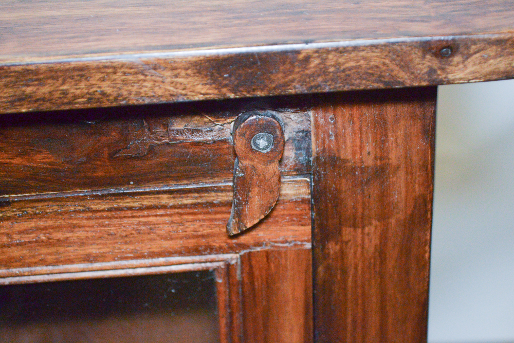Small Glass and Wood Side Table