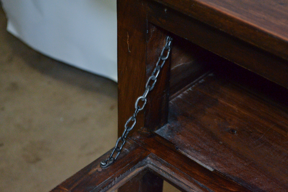 Small Glass and Wood Side Table