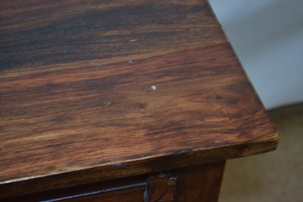 Small Glass and Wood Side Table