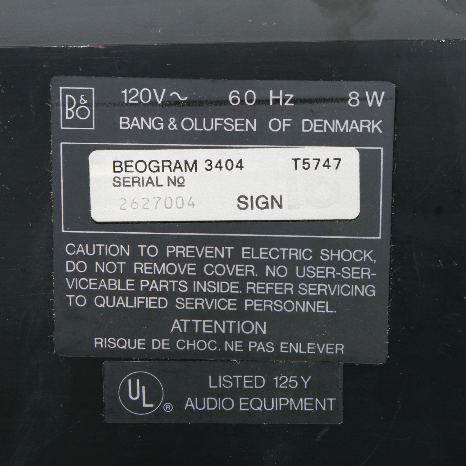 Bang & Olufsen Beogram 3404 Turntable