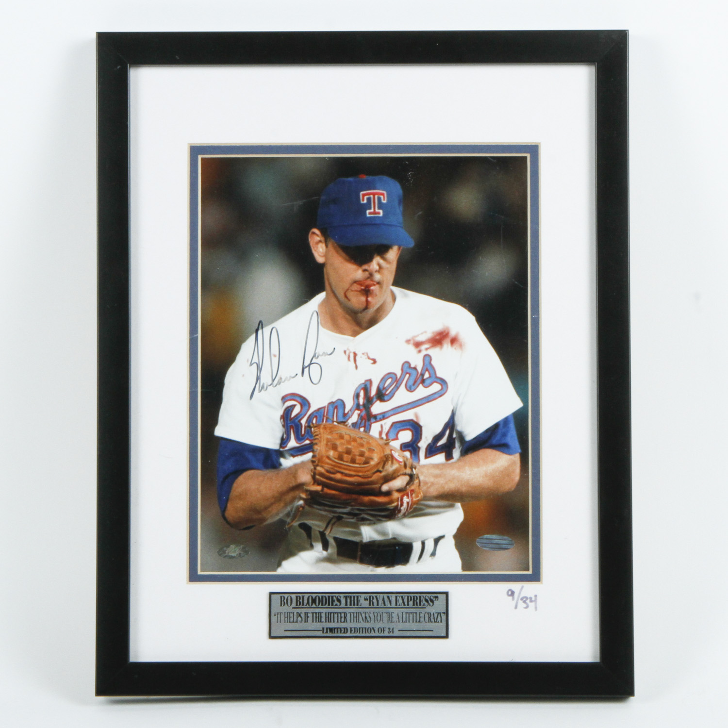 Limited Edition Signed Photo of Nolan Ryan With Bloody Lip