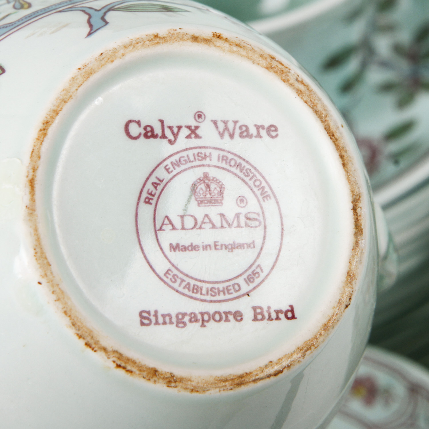 Set of Vintage Adams Calyx Ware "Singapore Bird"