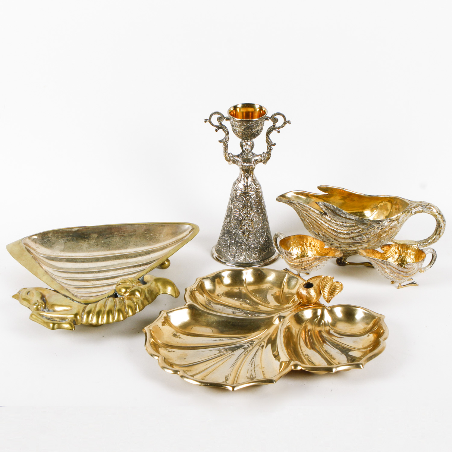 Brass and Silver Tone Service Pieces