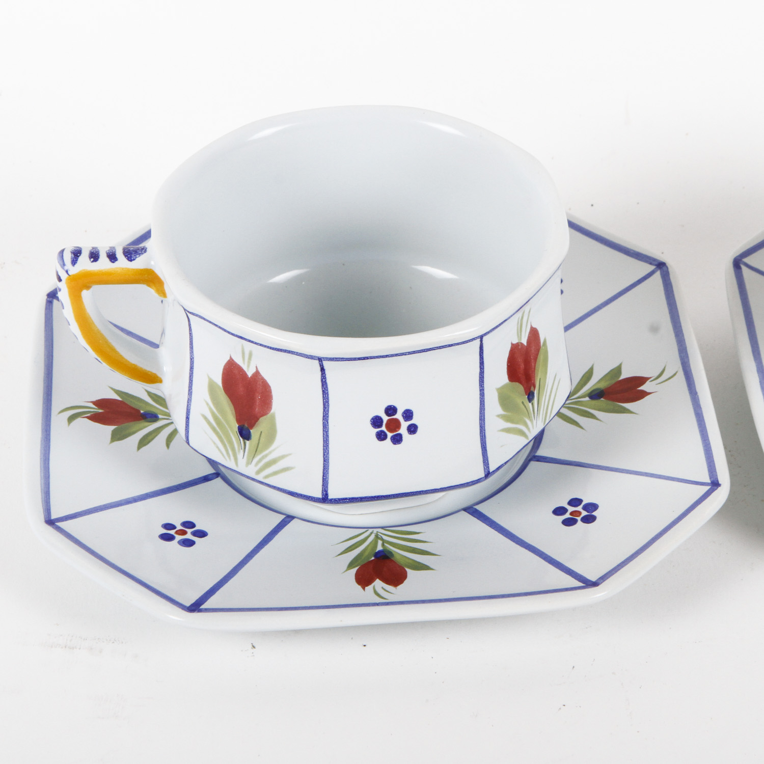 HB Henriot-Quimper Hand-Painted Porcelain Teacups