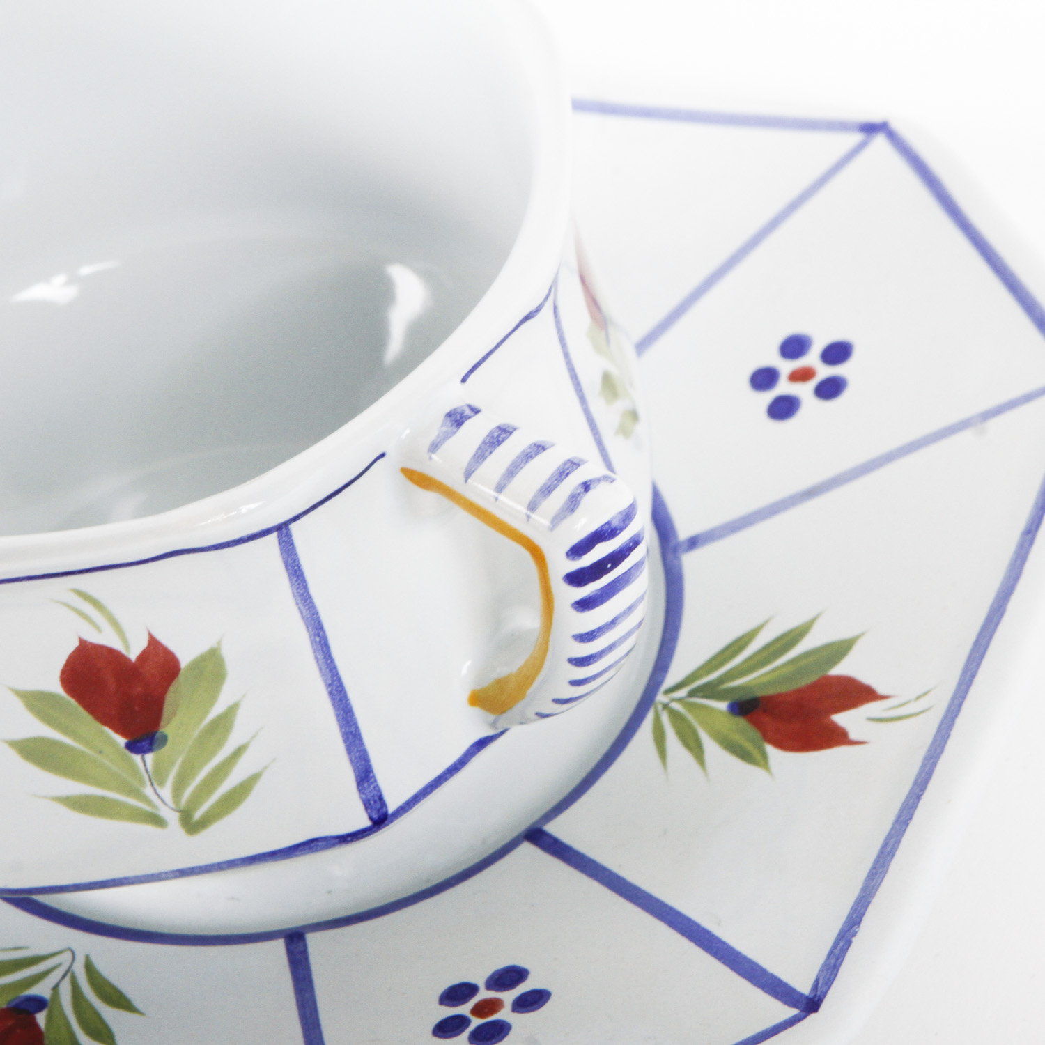 HB Henriot-Quimper Hand-Painted Porcelain Teacups