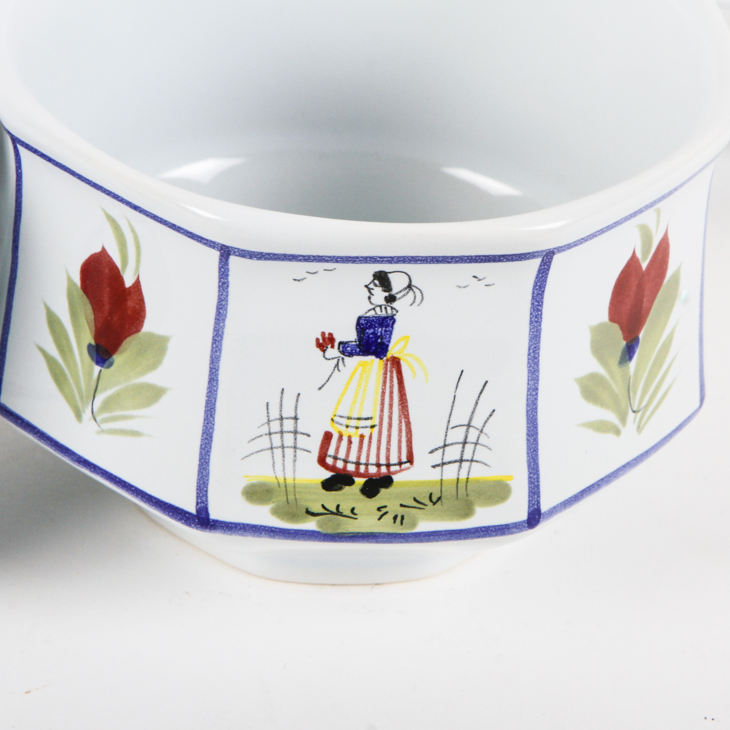 HB Henriot-Quimper Hand-Painted Porcelain Teacups