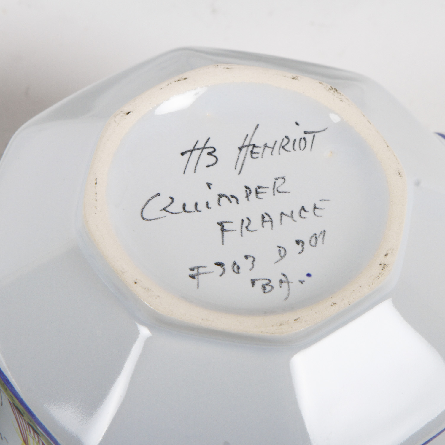 HB Henriot-Quimper Hand-Painted Porcelain Teacups