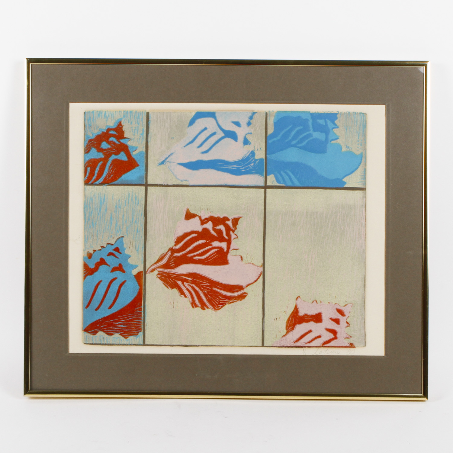 Signed Monoprint of Seashells