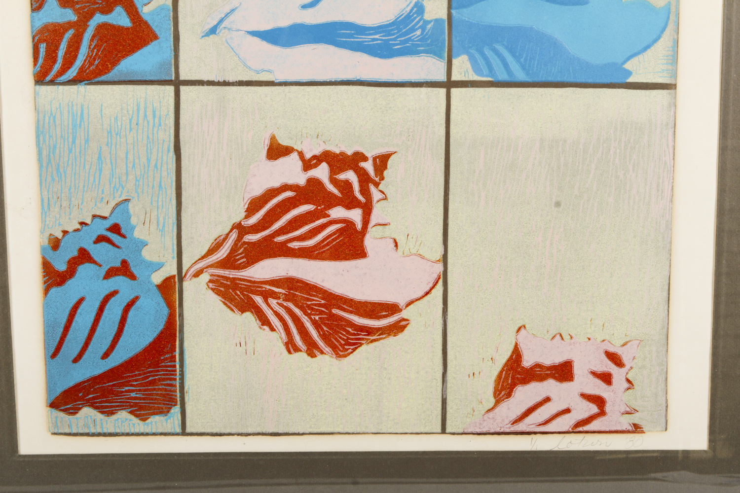 Signed Monoprint of Seashells