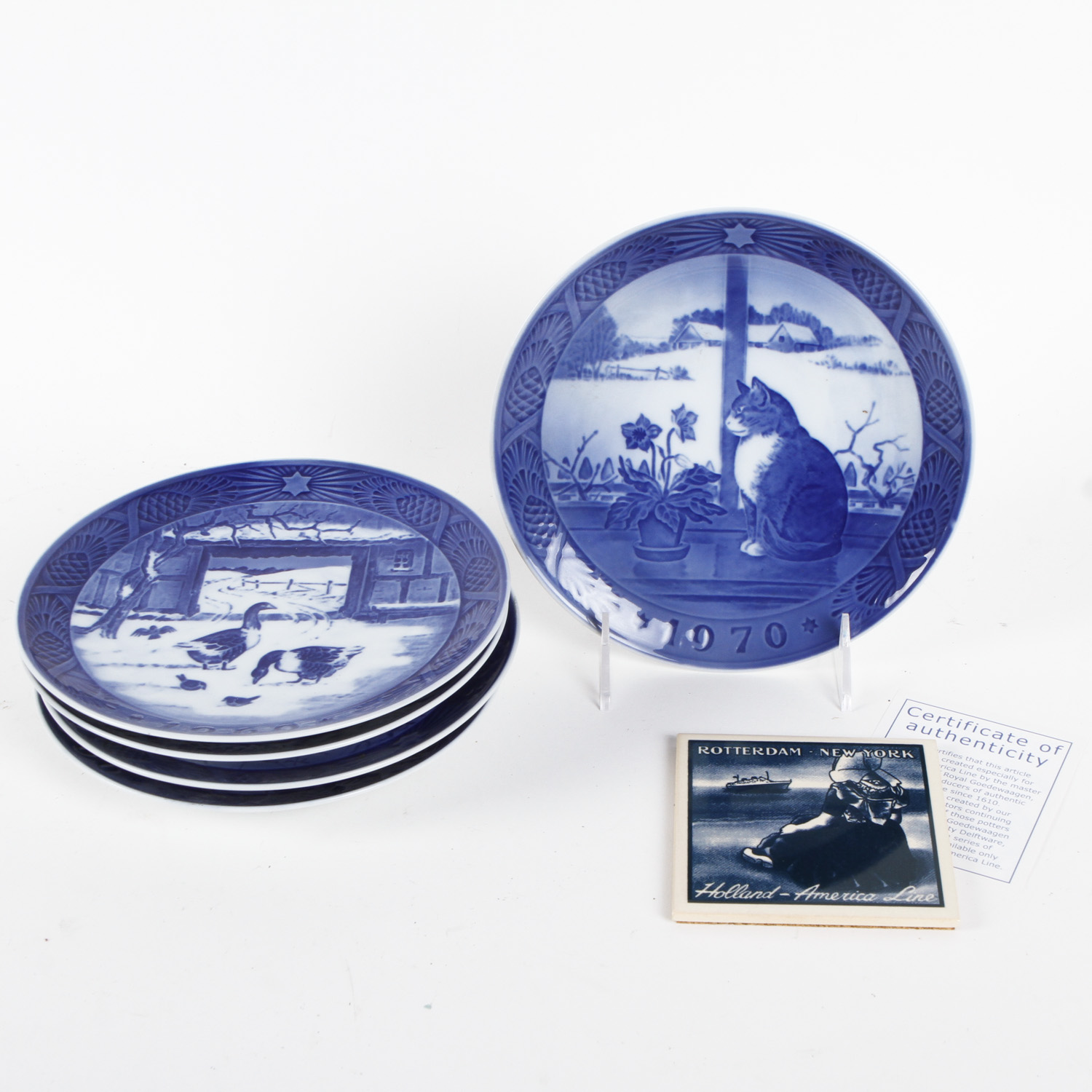 Five Royal Copenhagen Ceramic Plates and Coaster