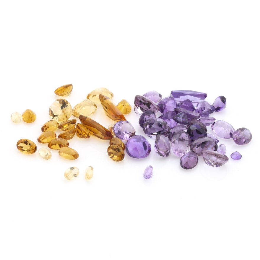 Loose 24.38 CTW Amethyst and 13.69 CTW Citrine Assortment