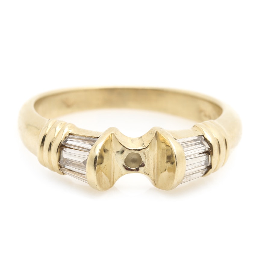 14K Yellow Gold 0.48 CTW Diamond Ring Semi Mount