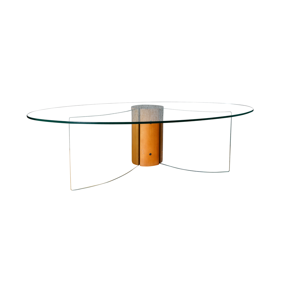 Danish Modern Style Oval Glass Cocktail Table