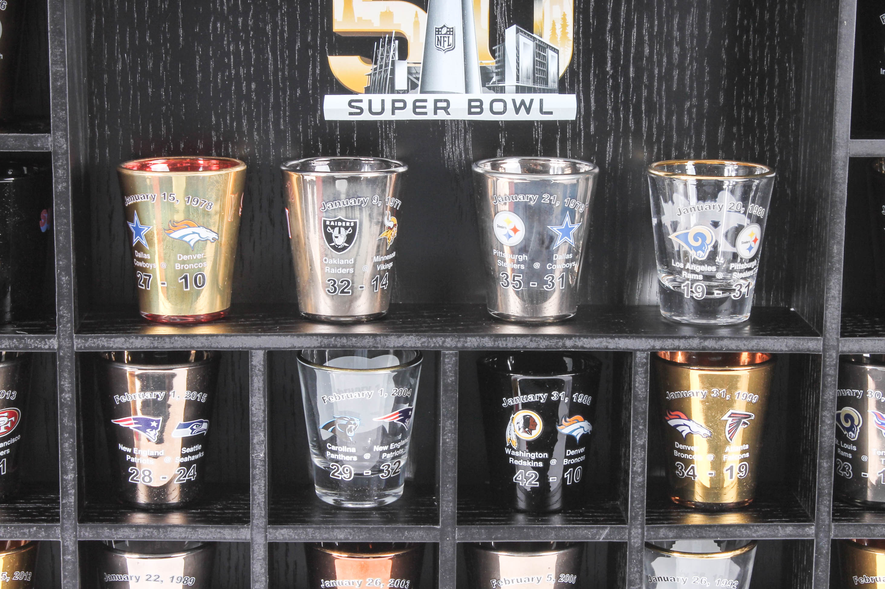 "Super Bowl 50" Shot Glass Collection and Limited Edition Football
