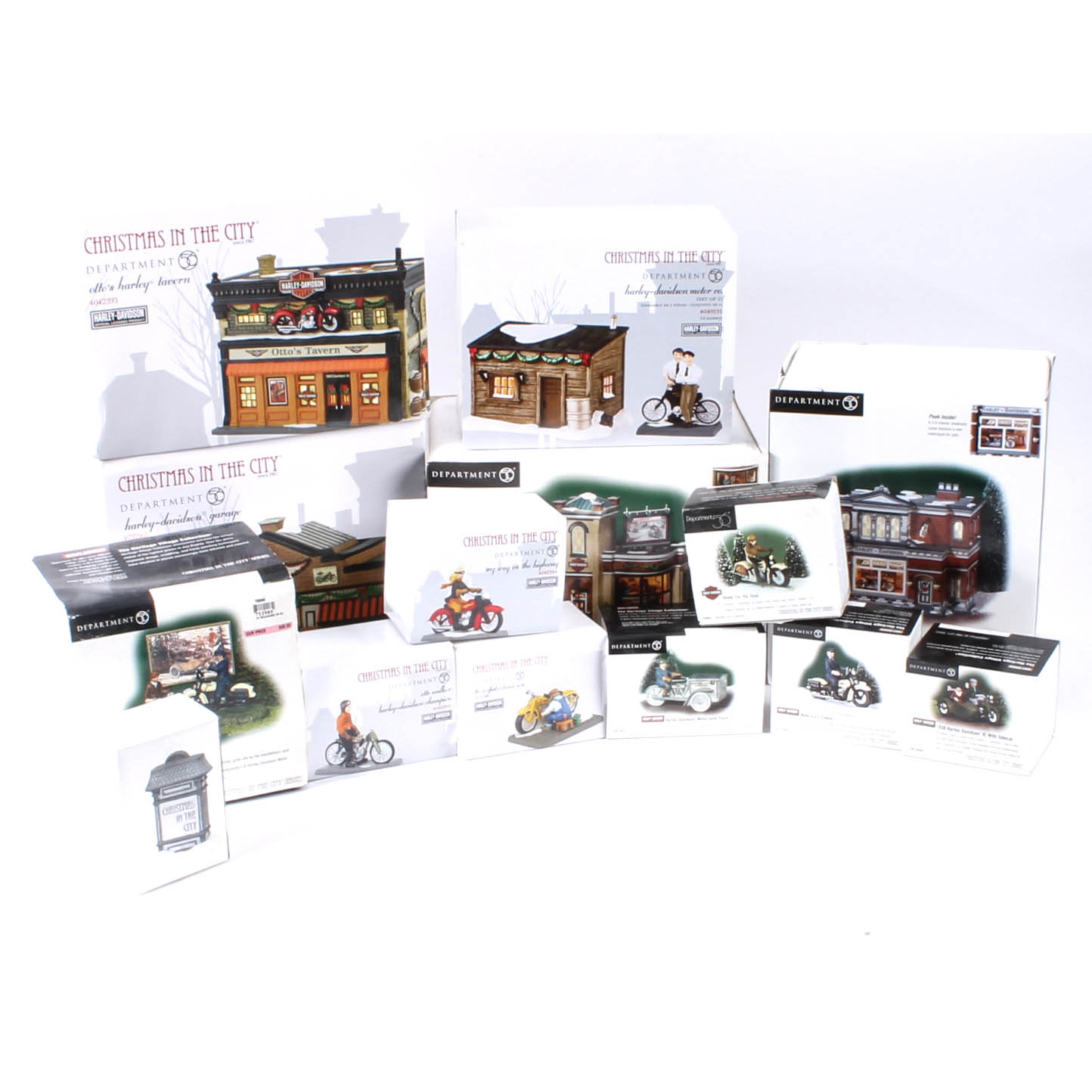 Collection of Harley-Davidson Department 56 "Christmas in The City" Figurines