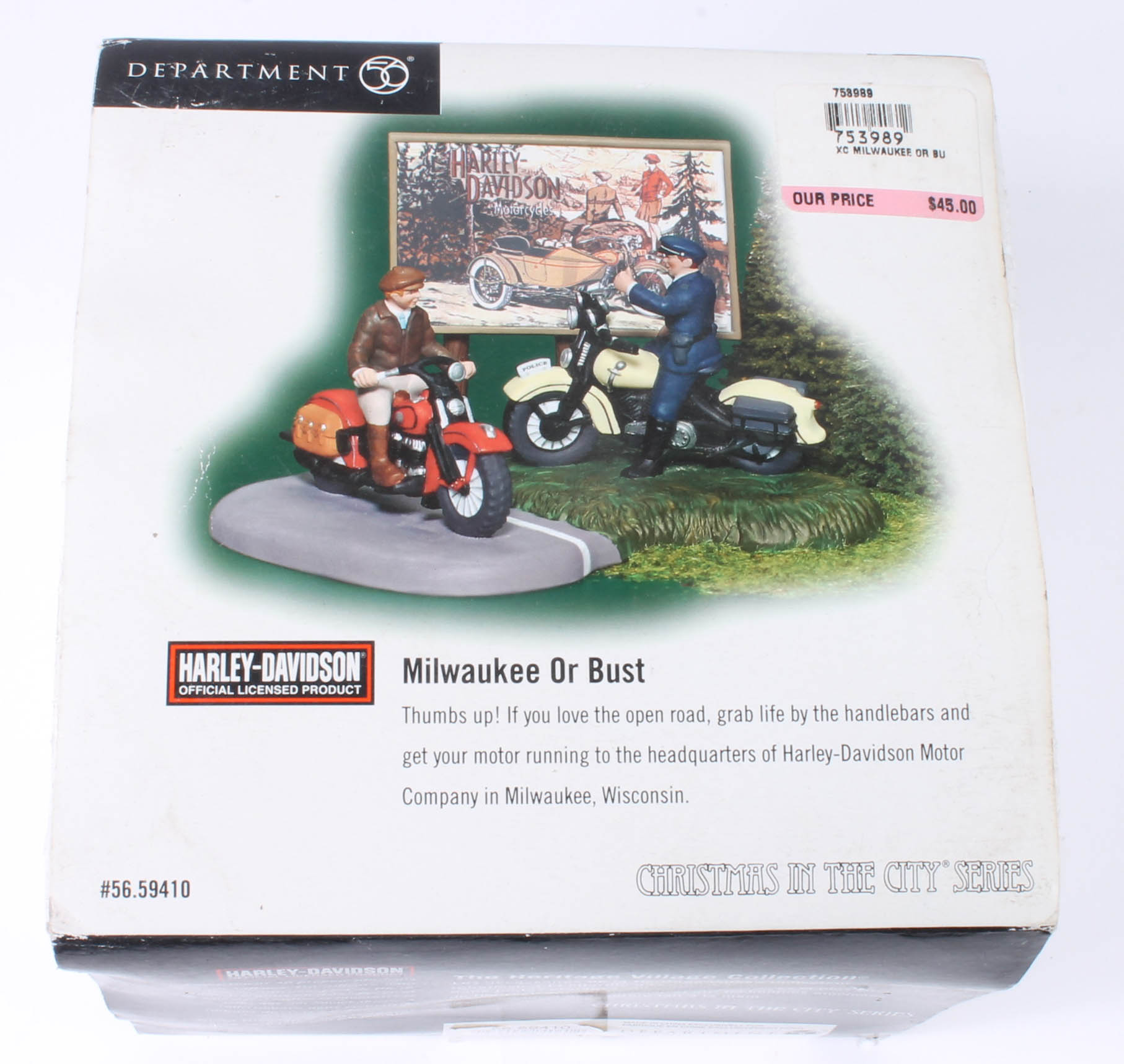 Collection of Harley-Davidson Department 56 "Christmas in The City" Figurines