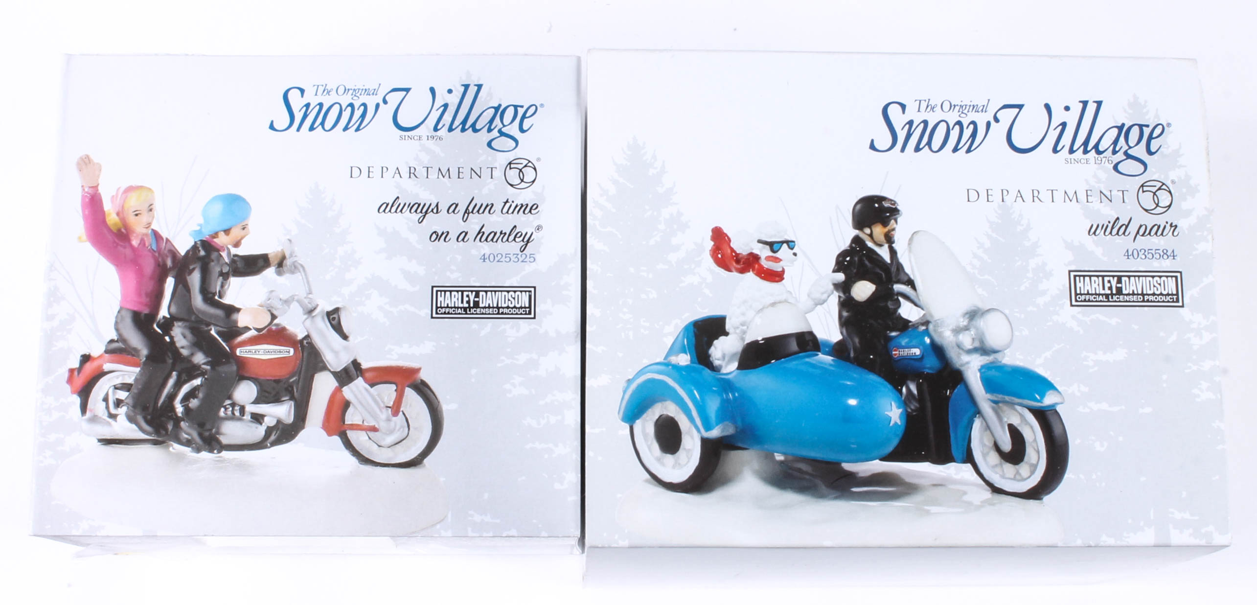 Collection of Harley-Davidson Departent 56 "Snow Village" figurines