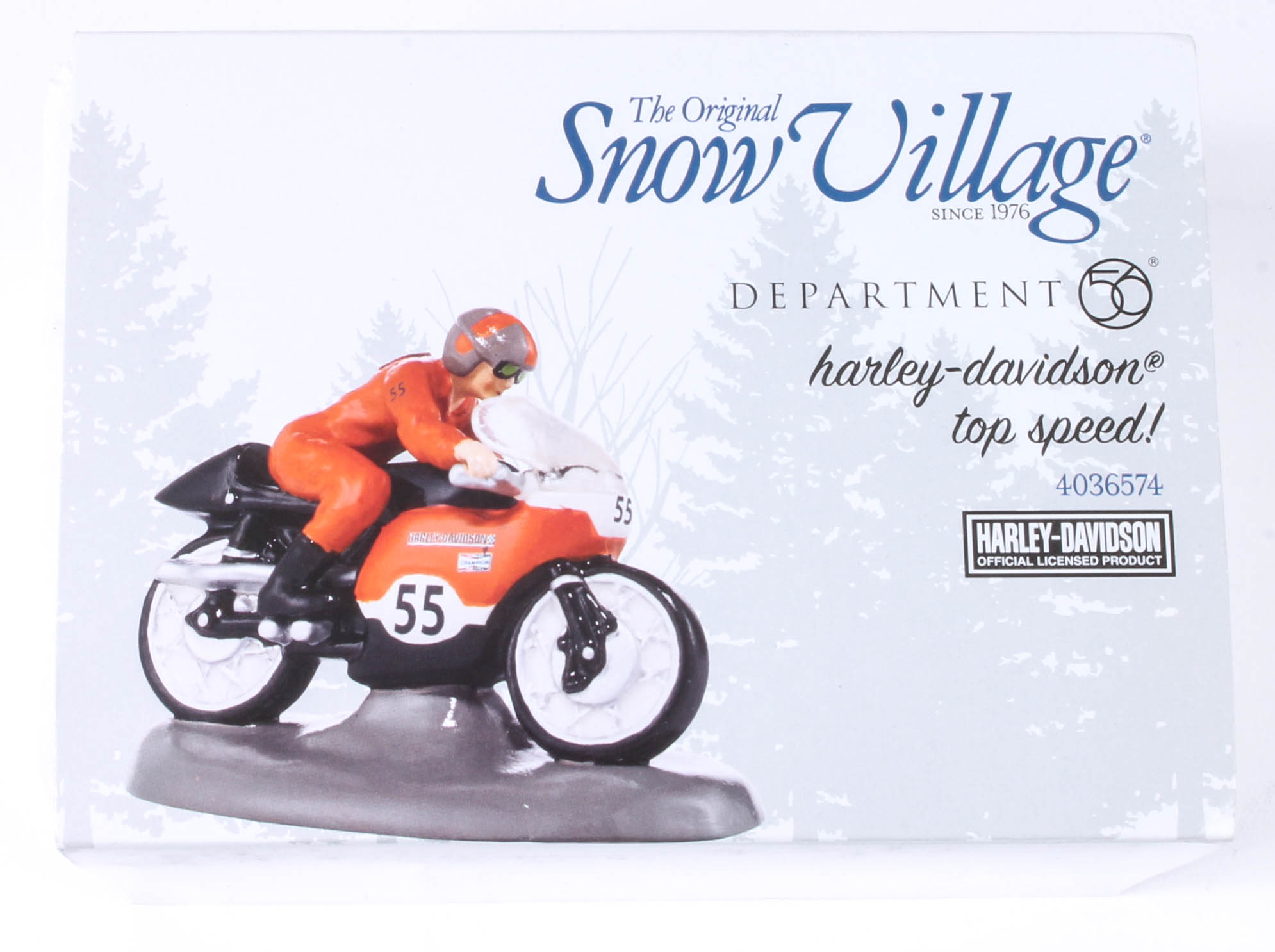 Collection of Harley-Davidson Departent 56 "Snow Village" figurines