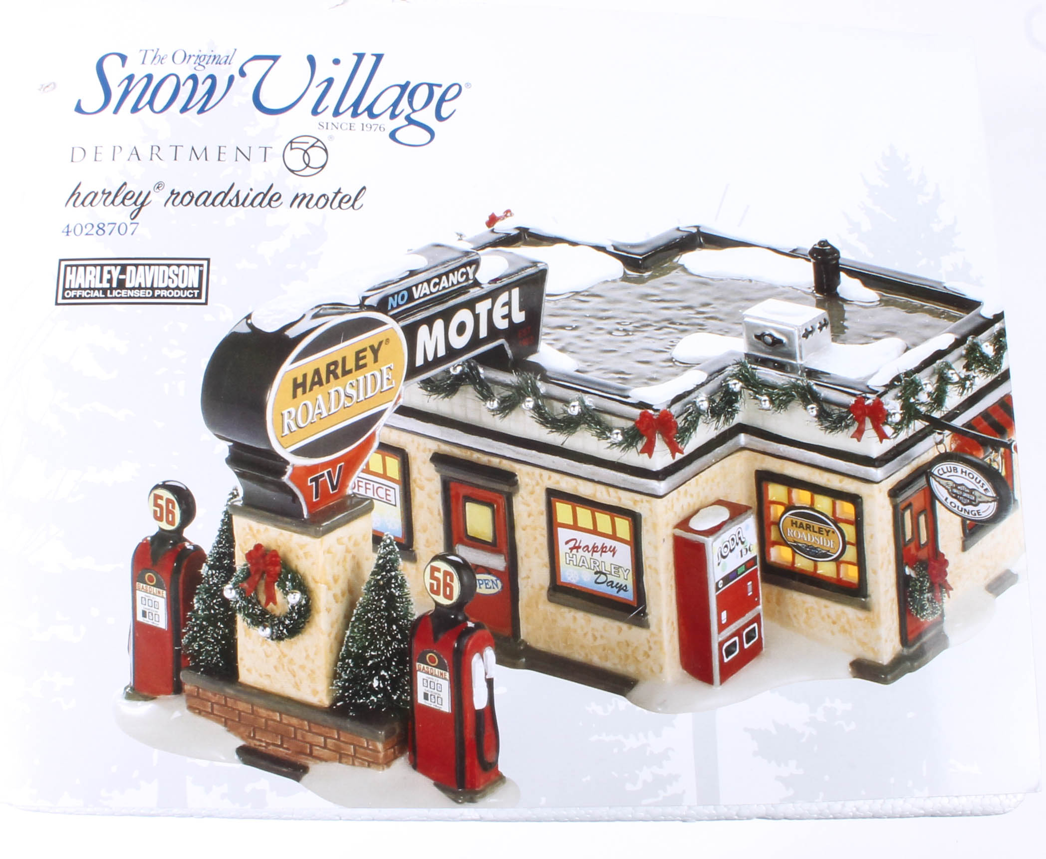 Collection of Harley-Davidson Departent 56 "Snow Village" figurines