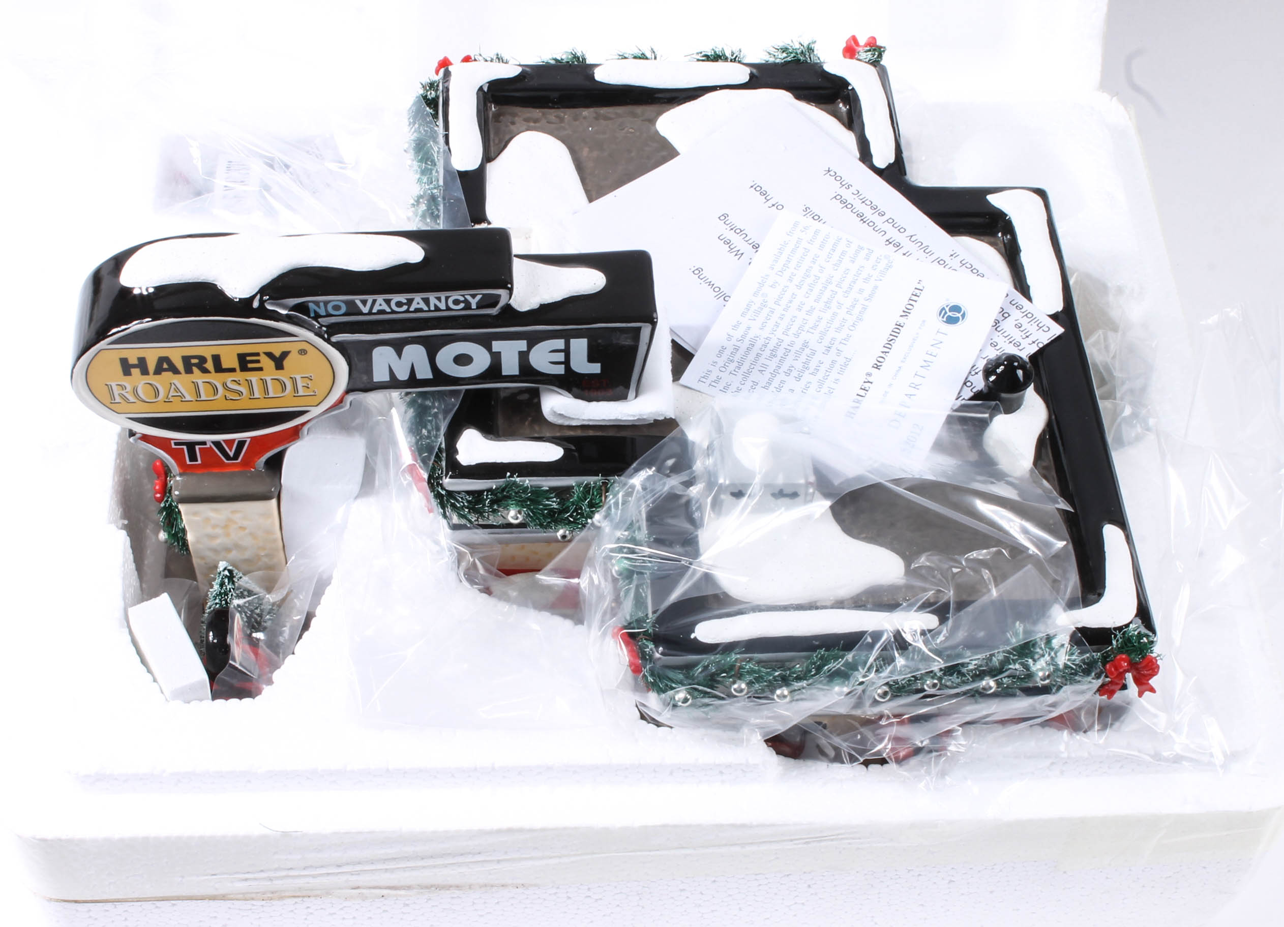 Collection of Harley-Davidson Departent 56 "Snow Village" figurines