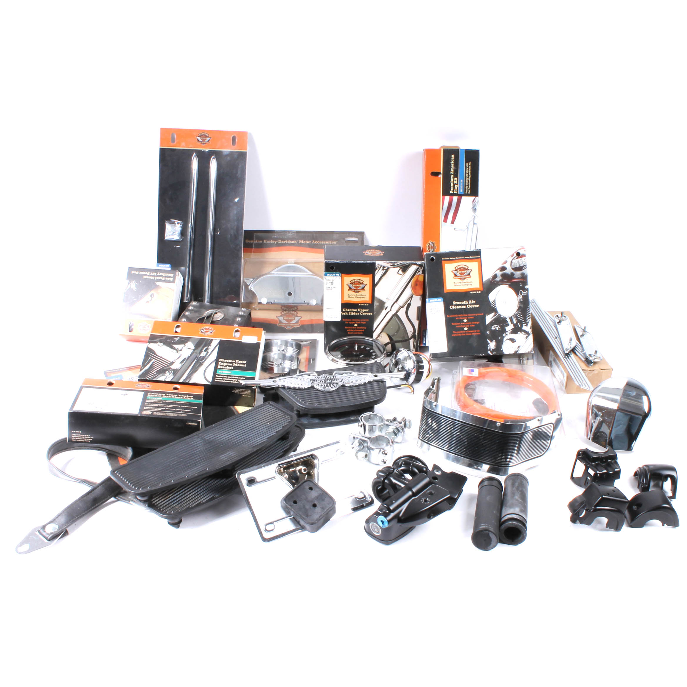 Large Assortment of Harley-Davidson Motorcycle Parts and Accessories