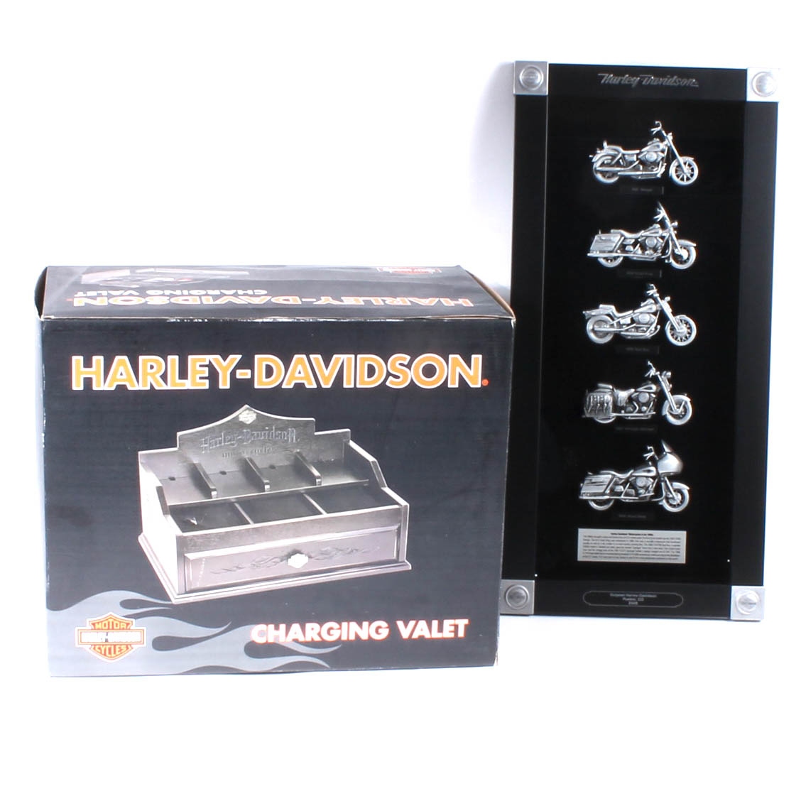 Harley-Davidson Figurine Collection and a Phone Charging Station