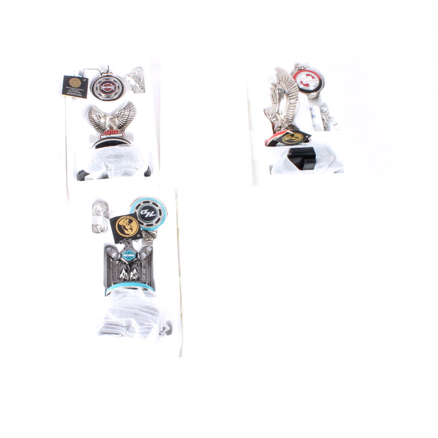 Three Franklin Mint Limited Edition Harley-Davidson Pocketwatches