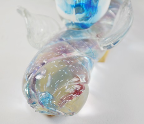 Blown Art Glass Blue Birds on Eel