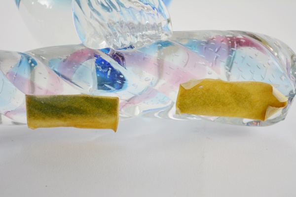 Blown Art Glass Blue Birds on Eel