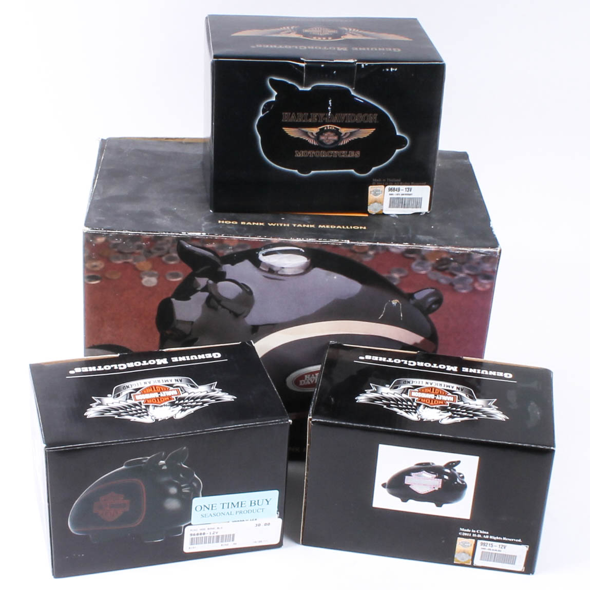 Four Harley-Davidson Collector Hog Coin Banks