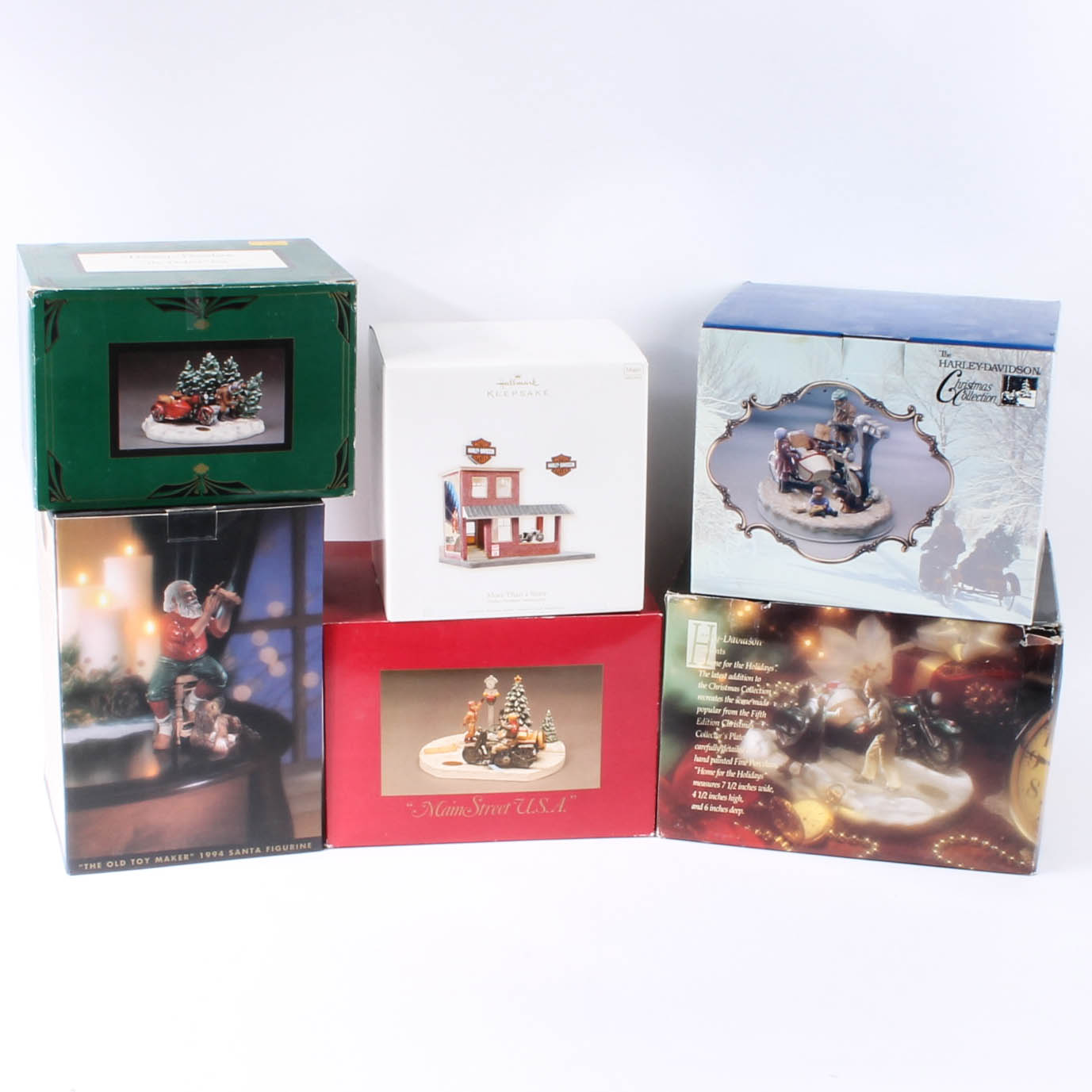 Assortment of Harley-Davidson Christmas Figurines