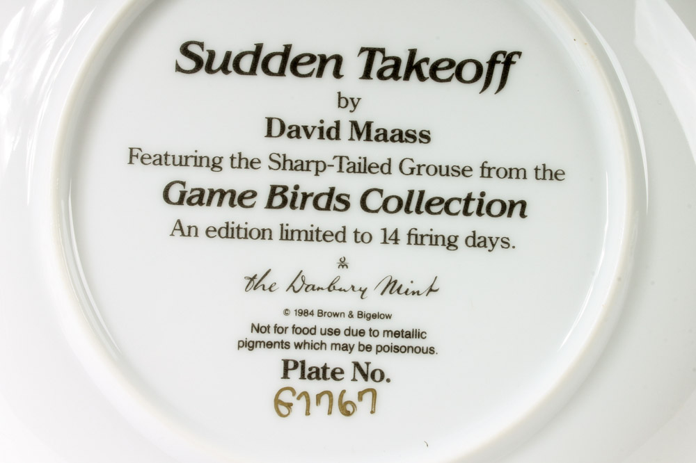 David Maass Danbury Mint Plate Collection "The Game Birds"