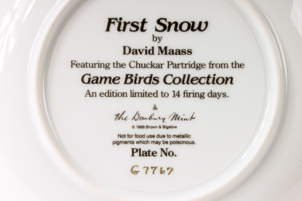 David Maass Danbury Mint Plate Collection "The Game Birds"