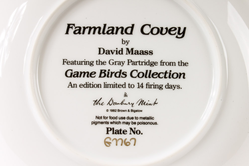 David Maass Danbury Mint Plate Collection "The Game Birds"