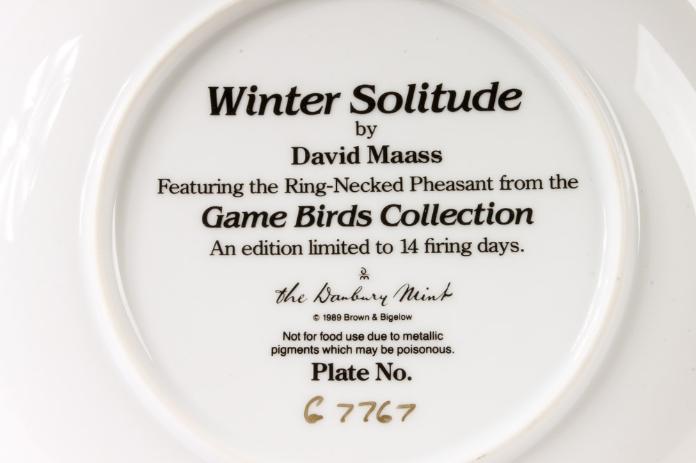 David Maass Danbury Mint Plate Collection "The Game Birds"