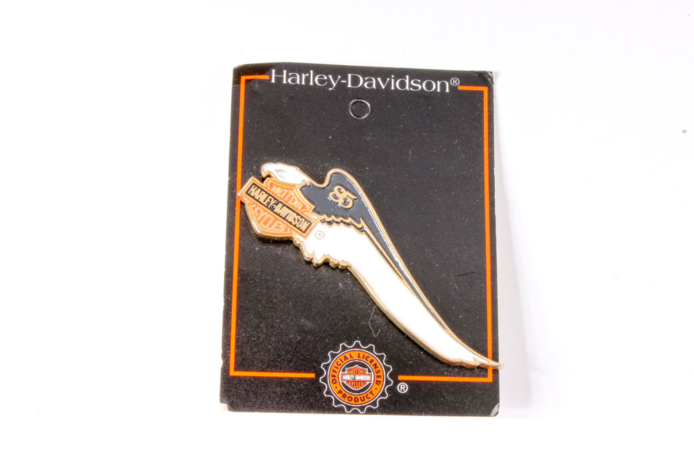 Wooden Harley-Davidson Box with Memorabilia