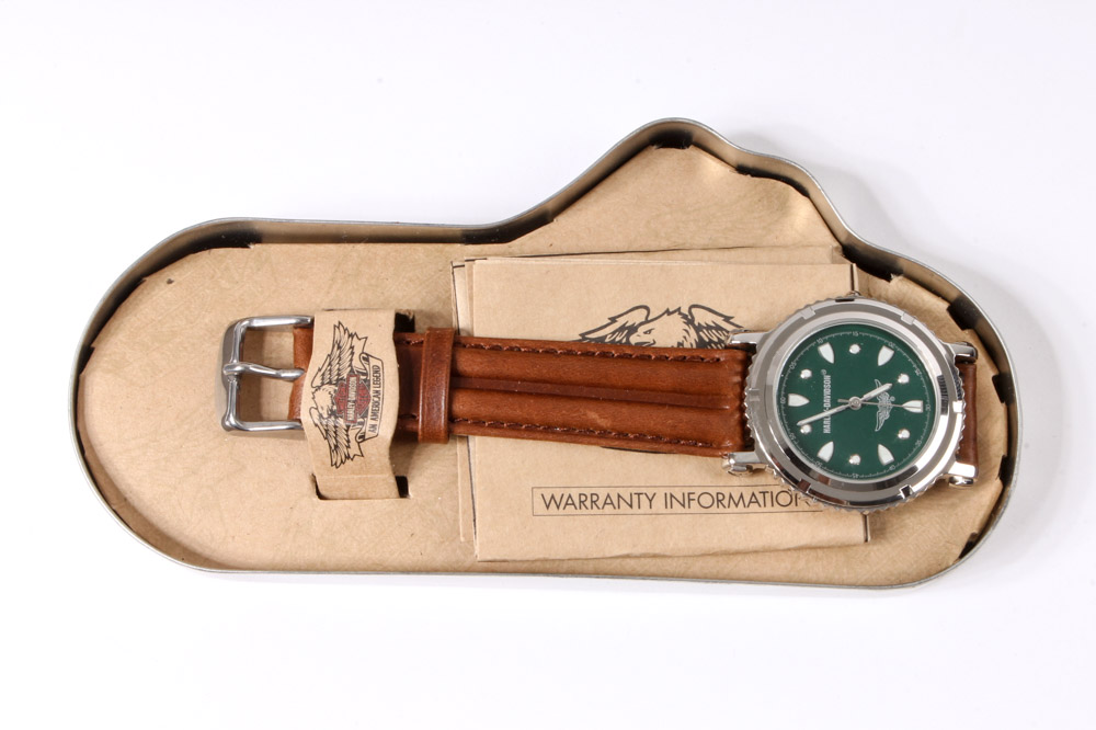 Wooden Harley-Davidson Box with Memorabilia