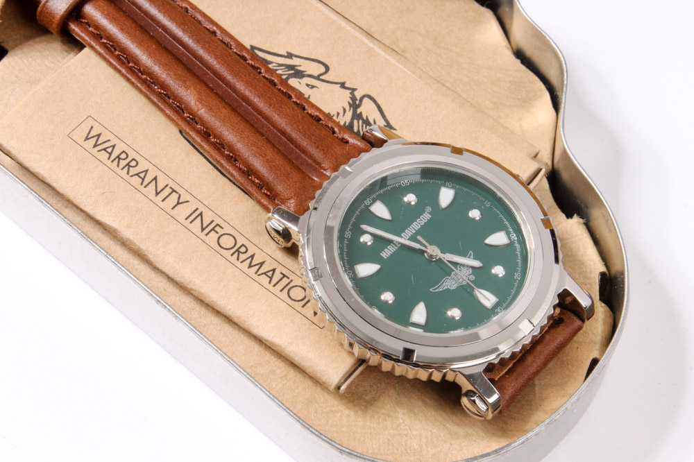 Wooden Harley-Davidson Box with Memorabilia