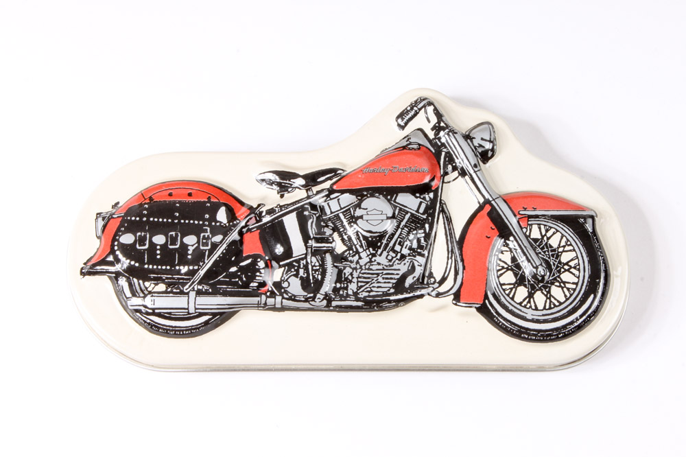 Wooden Harley-Davidson Box with Memorabilia