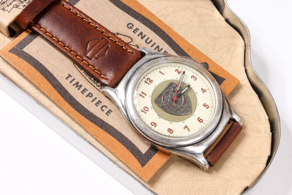 Wooden Harley-Davidson Box with Memorabilia