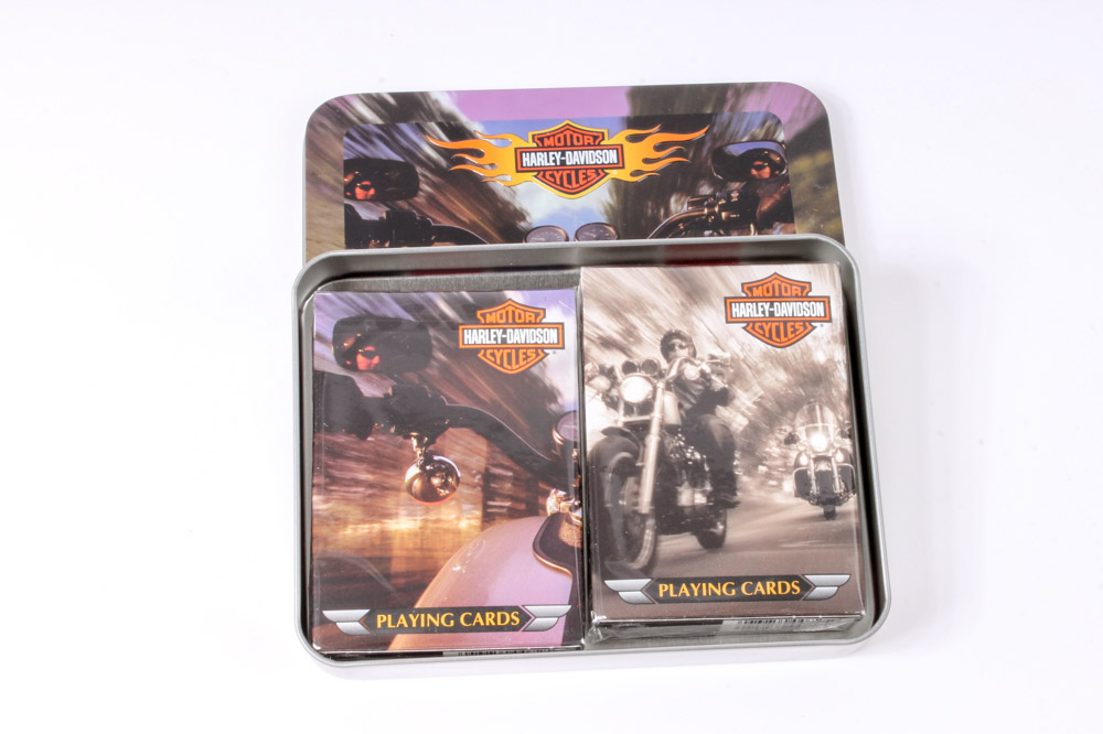 Wooden Harley-Davidson Box with Memorabilia