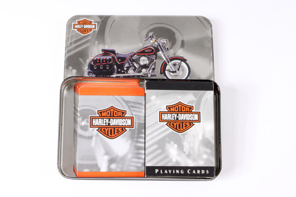 Wooden Harley-Davidson Box with Memorabilia