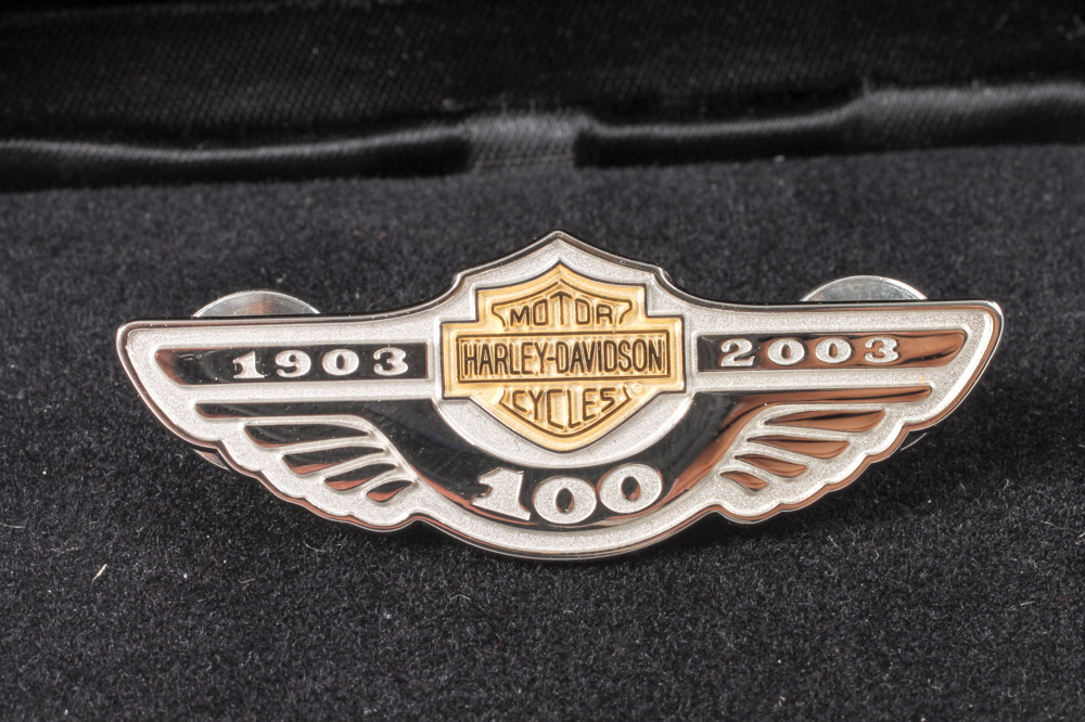Five Sterling Silver Harley-Davidson 100th Anniversary Pins
