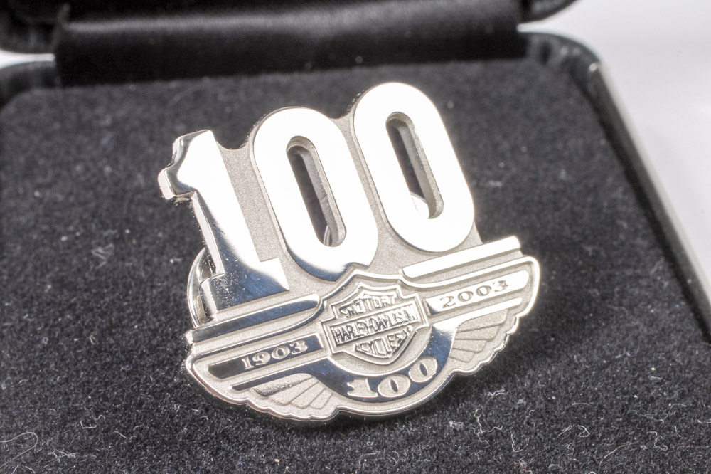 Five Sterling Silver Harley-Davidson 100th Anniversary Pins