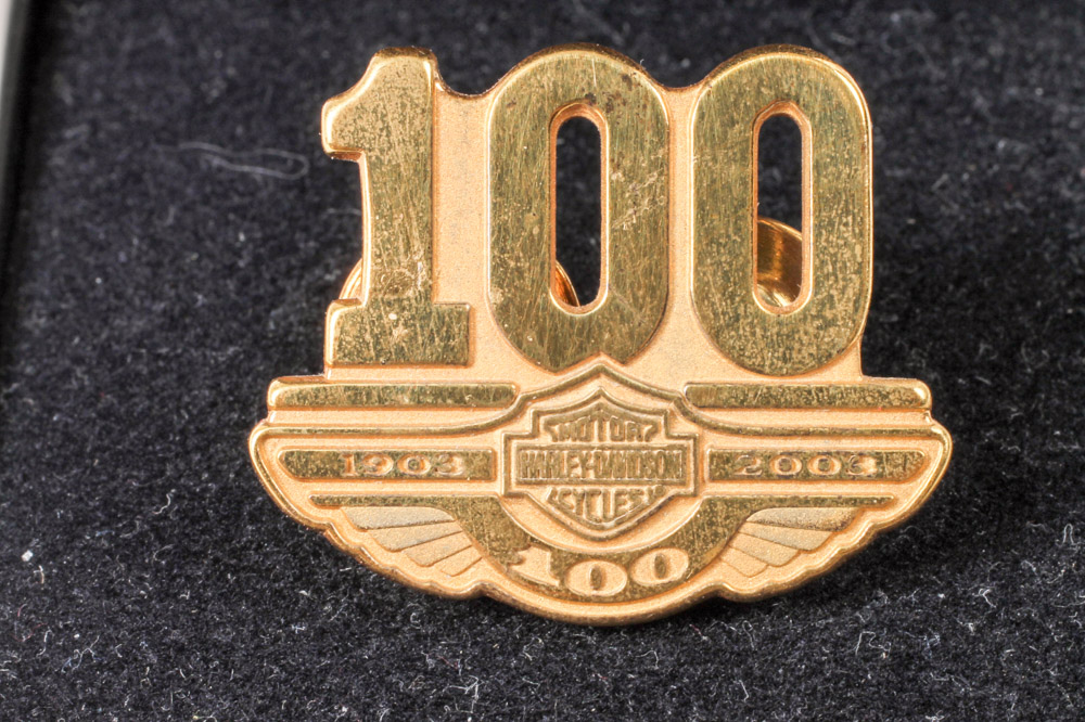 Five Sterling Silver Harley-Davidson 100th Anniversary Pins