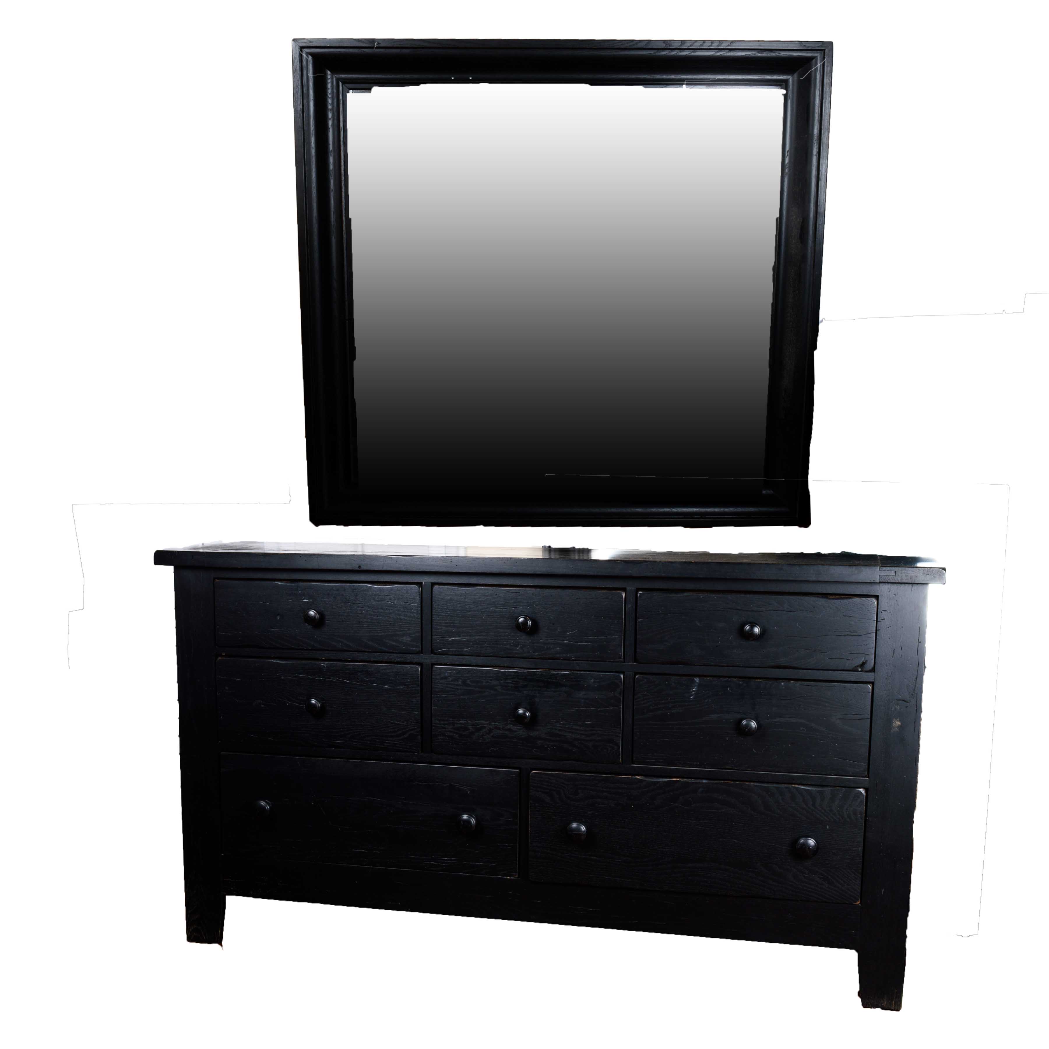 Contemporary Black Dresser by Vaughan-Bassett with Mirror