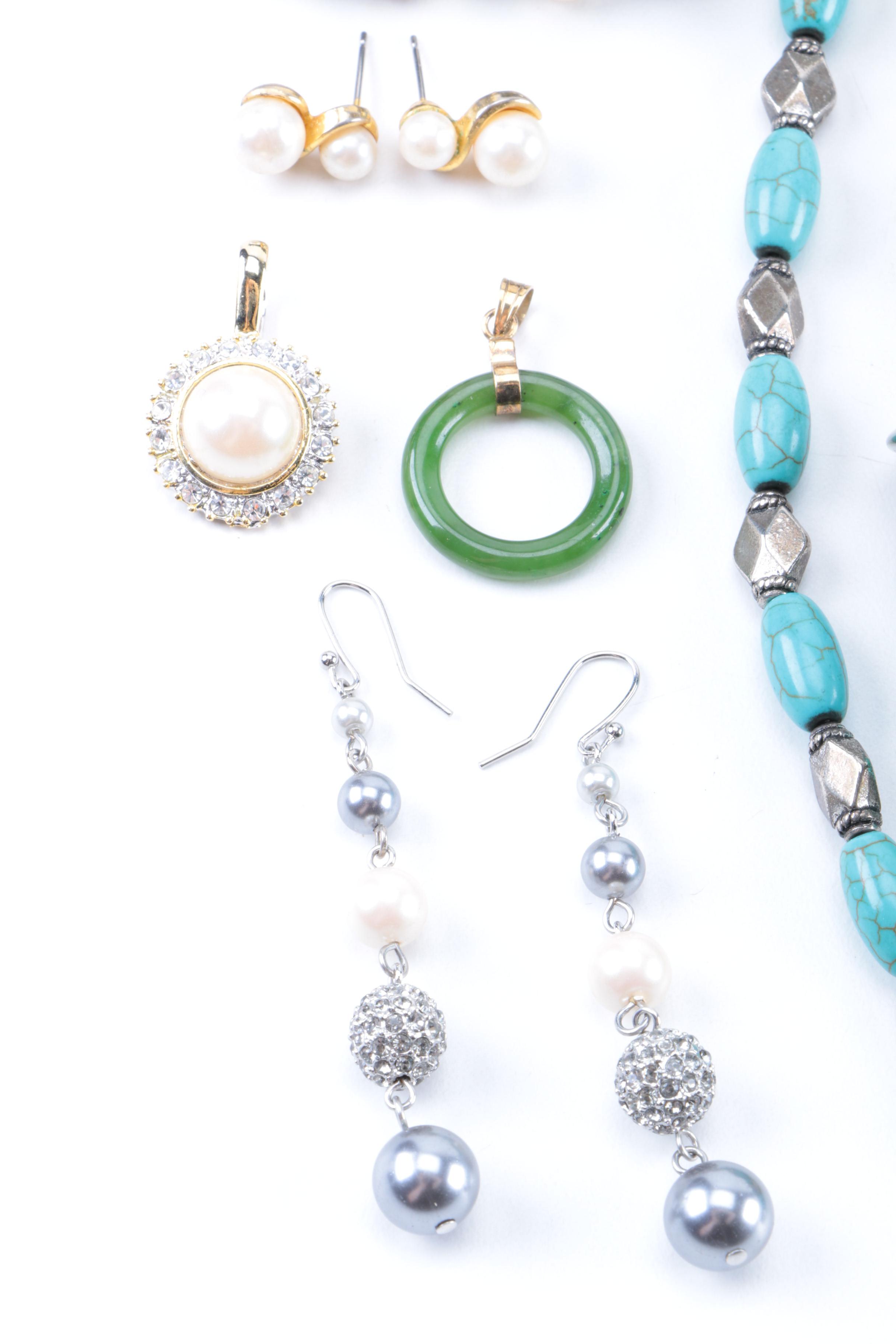 Costume Jewelry Assortment Including Pieces With Stones