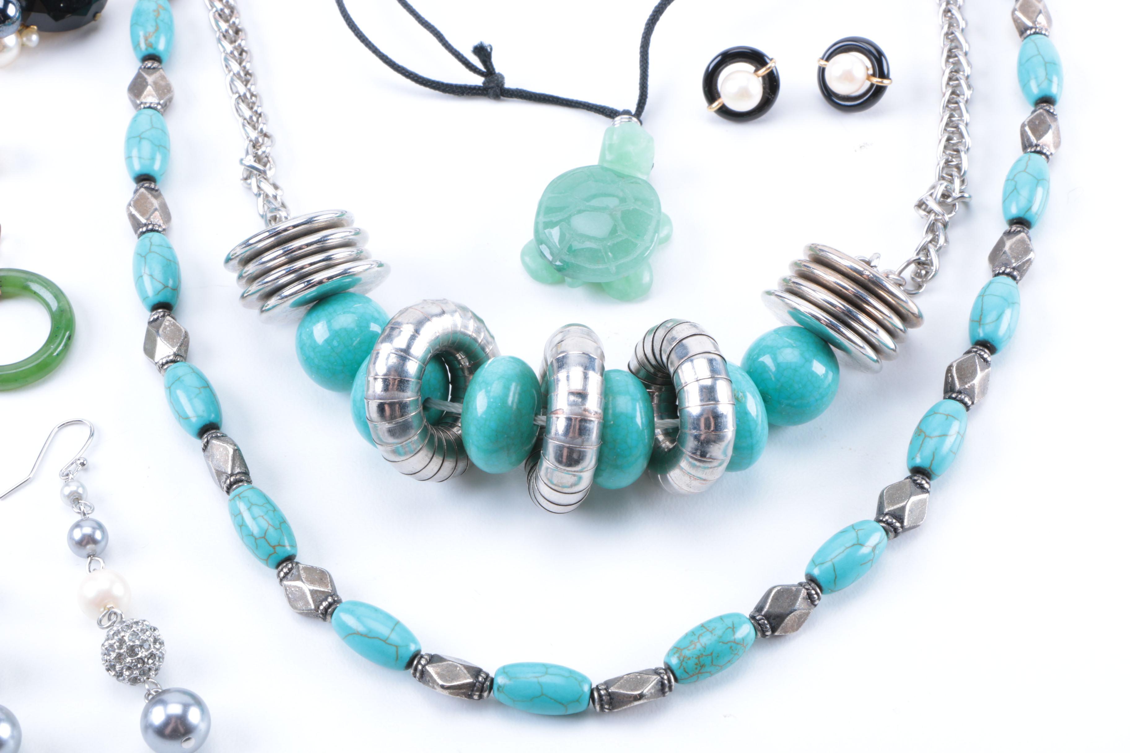 Costume Jewelry Assortment Including Pieces With Stones