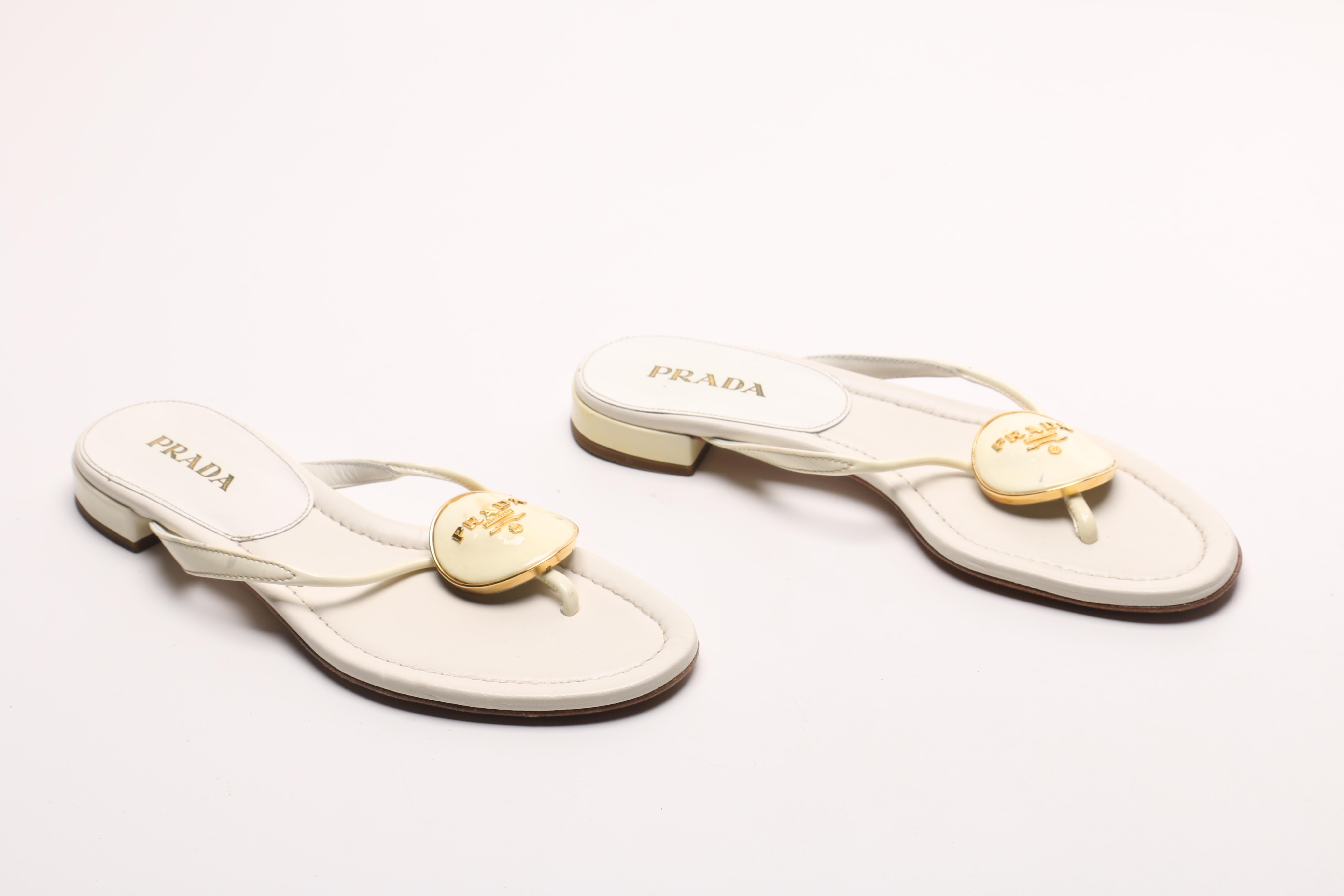 Prada Medallion Thong Sandals