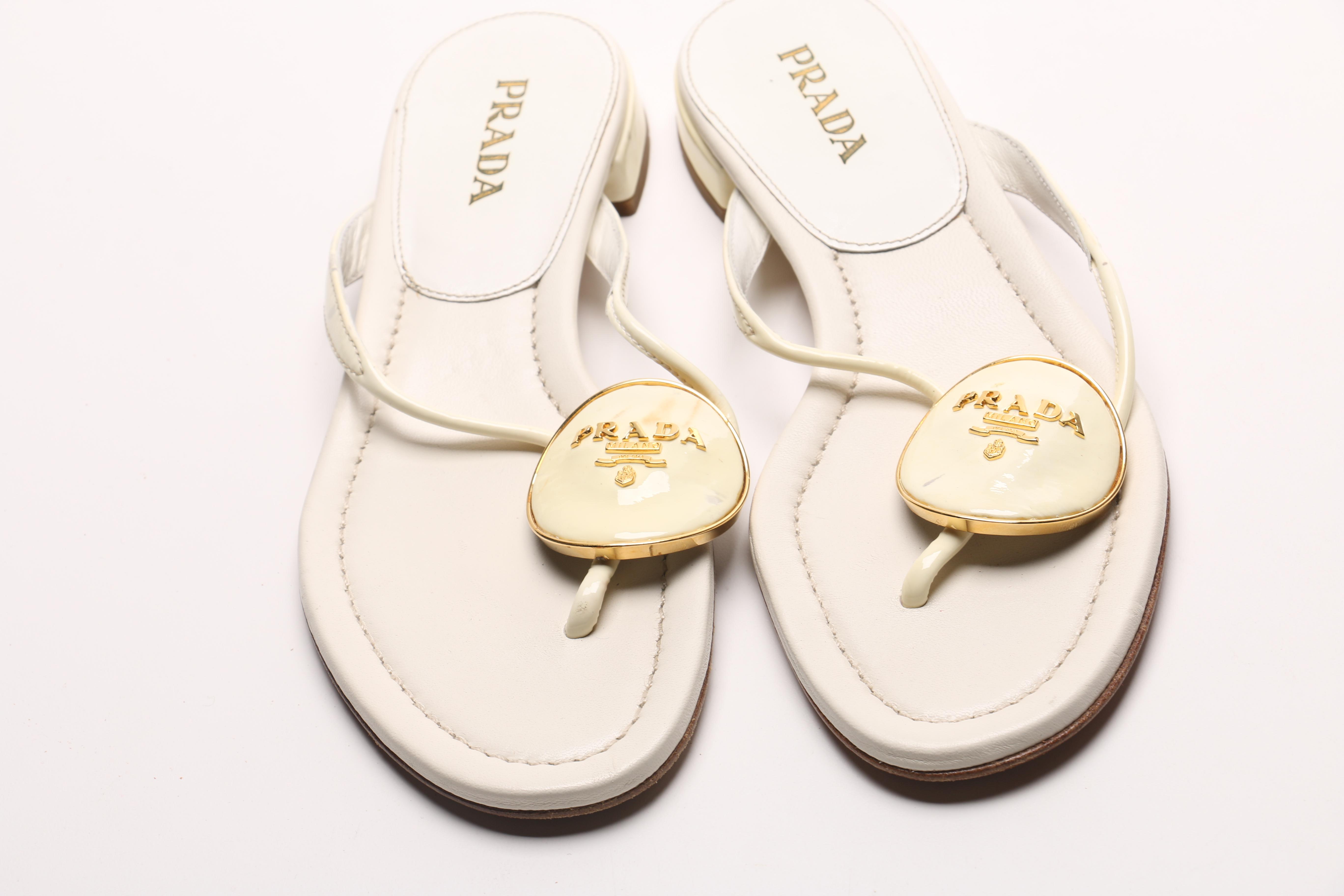 Prada Medallion Thong Sandals